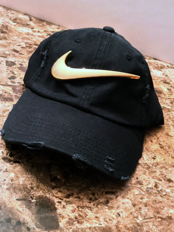 Black Golden Check Dad Hat